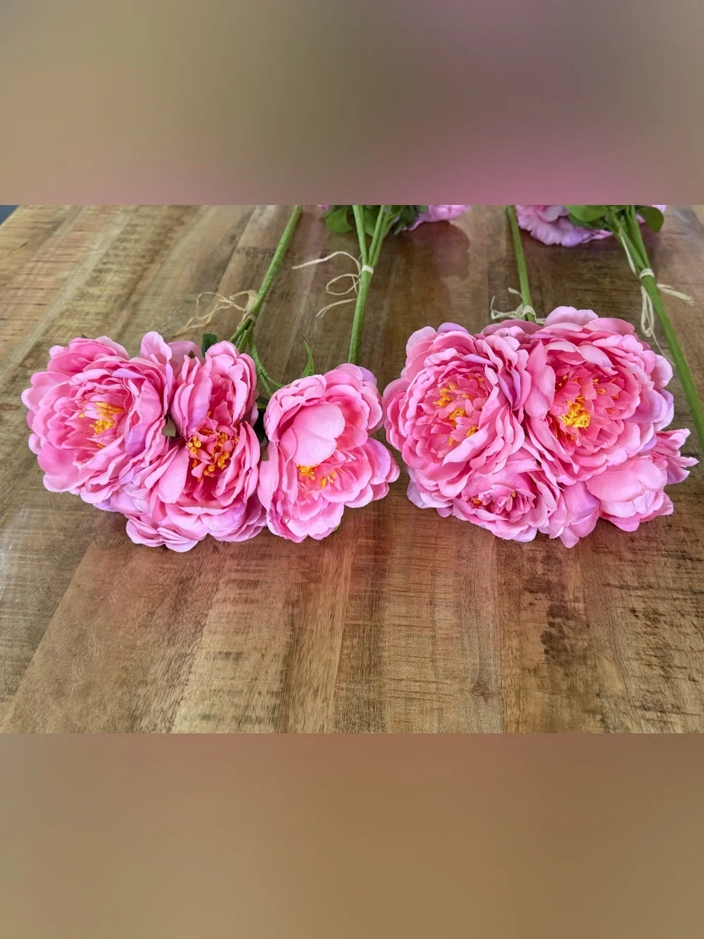 Beautiful Kirkton House Pink Faux Peony Flowers 22” Artificial Floral Stems